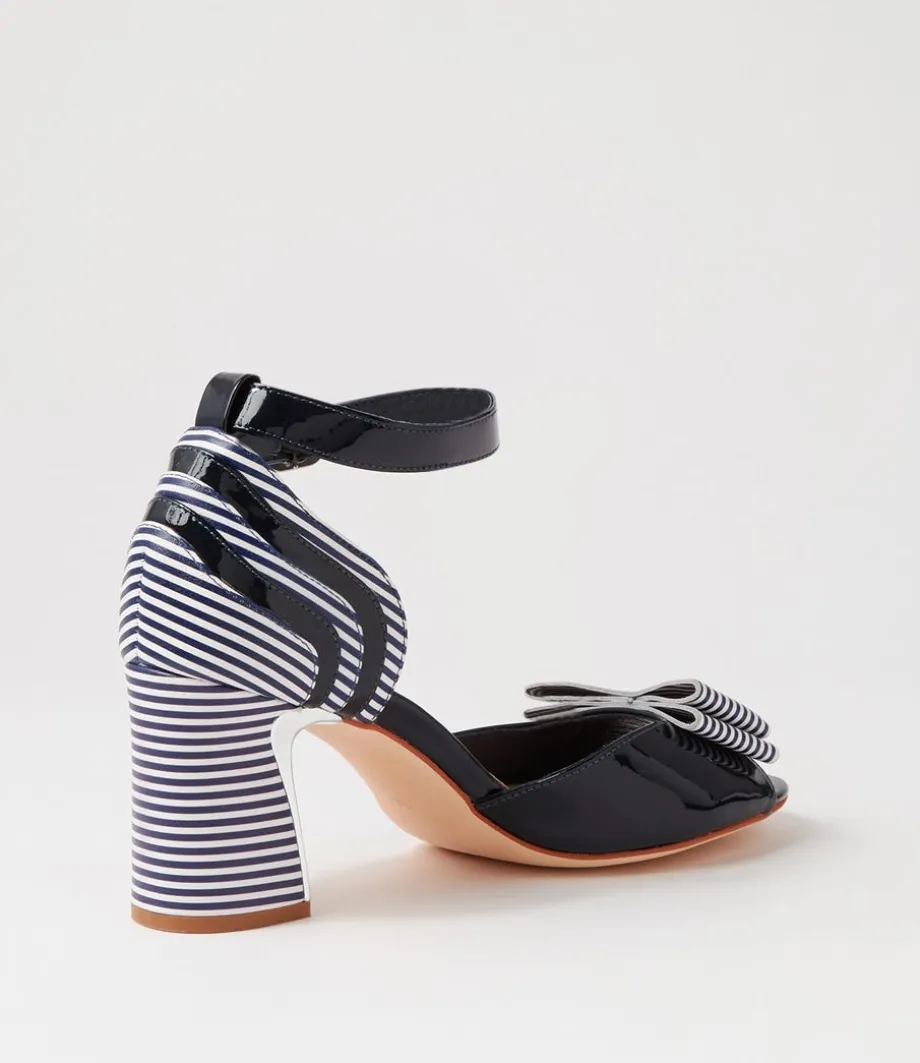 Kadmiel Navy Stripe Patent Leather Sandals