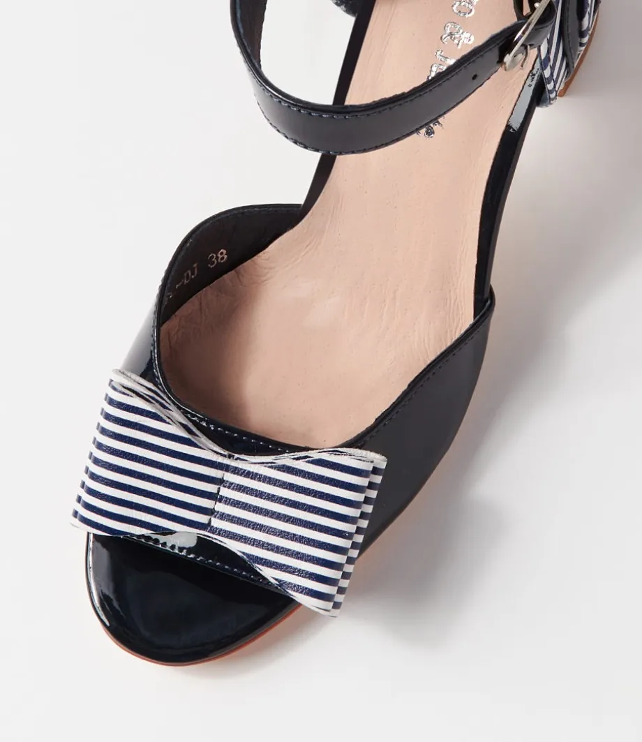 Kadmiel Navy Stripe Patent Leather Sandals