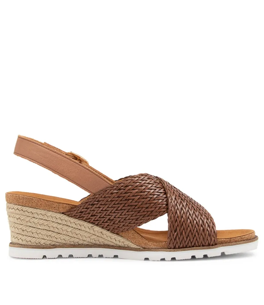 Kaeme W Cognac Weave Leather Sandals