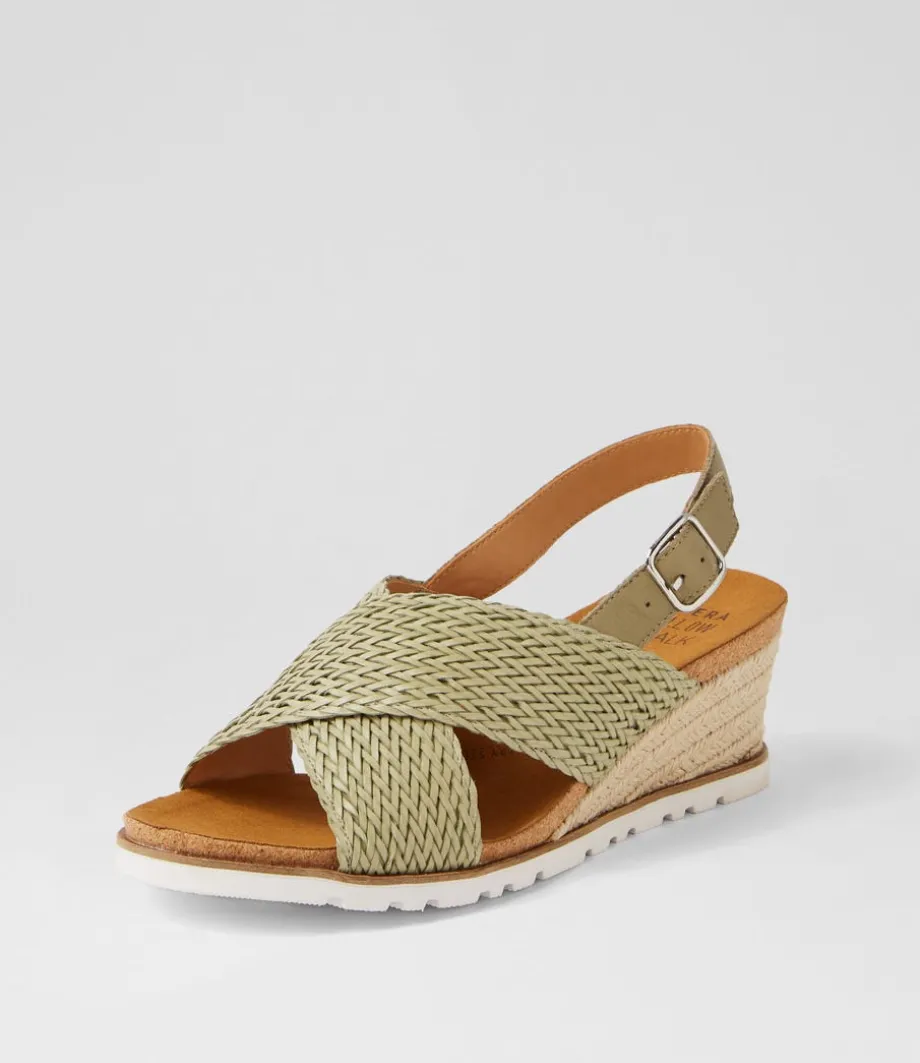 Kaeme W Khaki Weave Leather Sandals