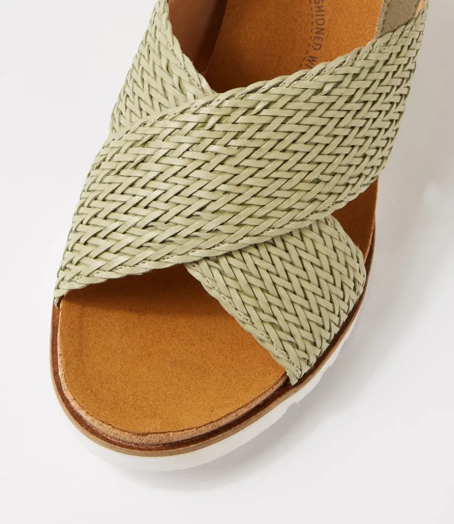 Kaeme W Khaki Weave Leather Sandals