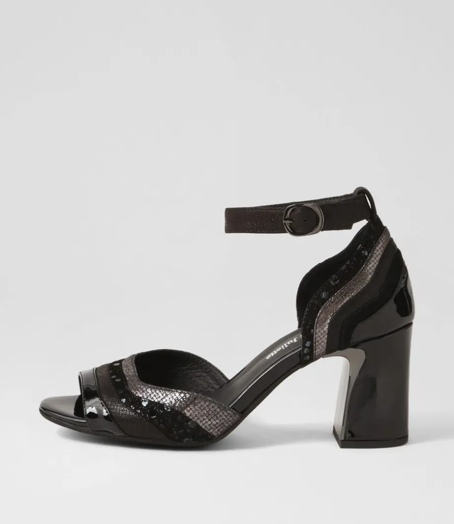 Kage Black Mix Suede Leather Sandals