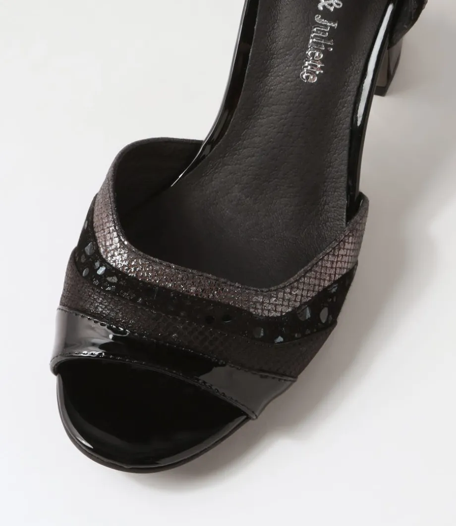 Kage Black Mix Suede Leather Sandals