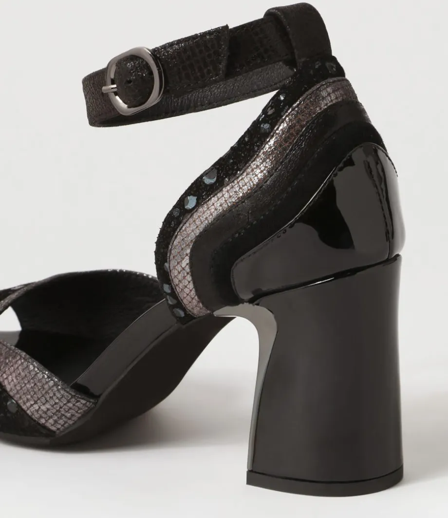 Kage Black Mix Suede Leather Sandals