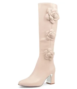 Kalen Nude Leather Knee High Boots