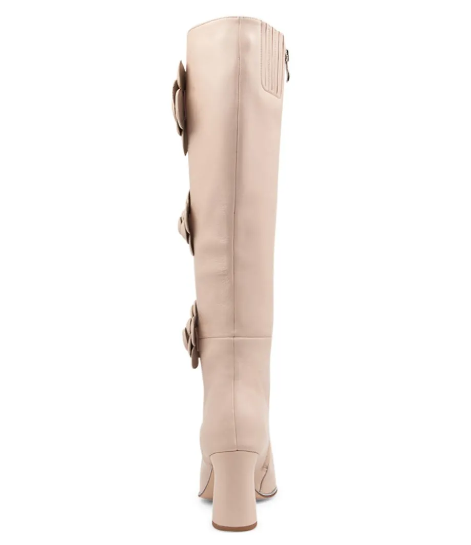 Kalen Nude Leather Knee High Boots