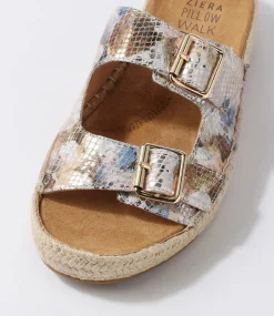 Kapila W Natural Multi Leather Sandals