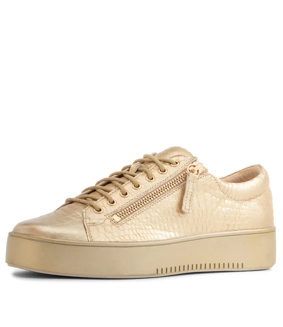 Laila Gold Croco Leather Sneakers Gs