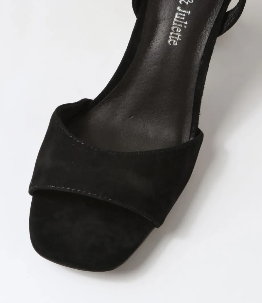 Laixi Black Suede Jewels Sandals
