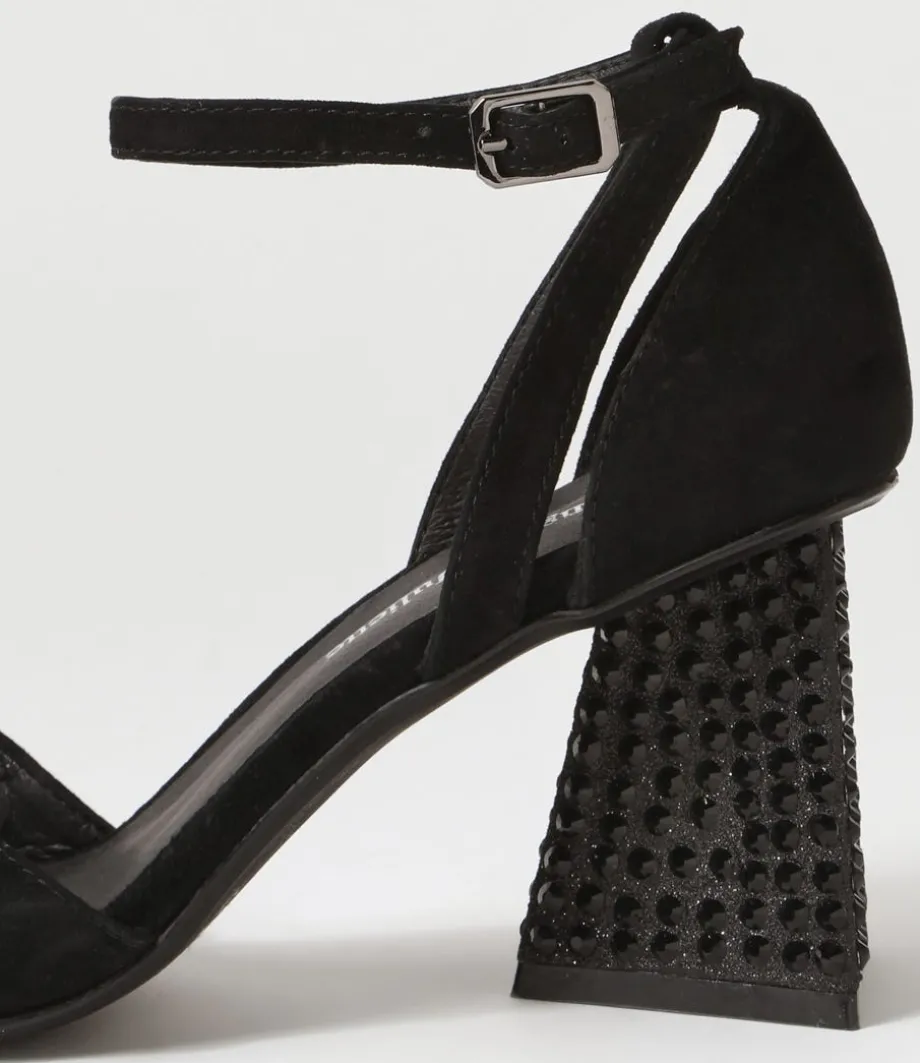 Laixi Black Suede Jewels Sandals