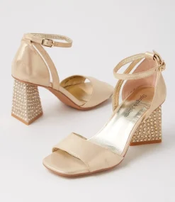 Laixi Gold Shimmer Leather Jewels Sandals