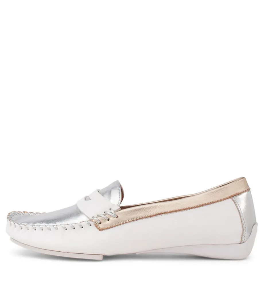 Leisa White Metallic Multi Loafers