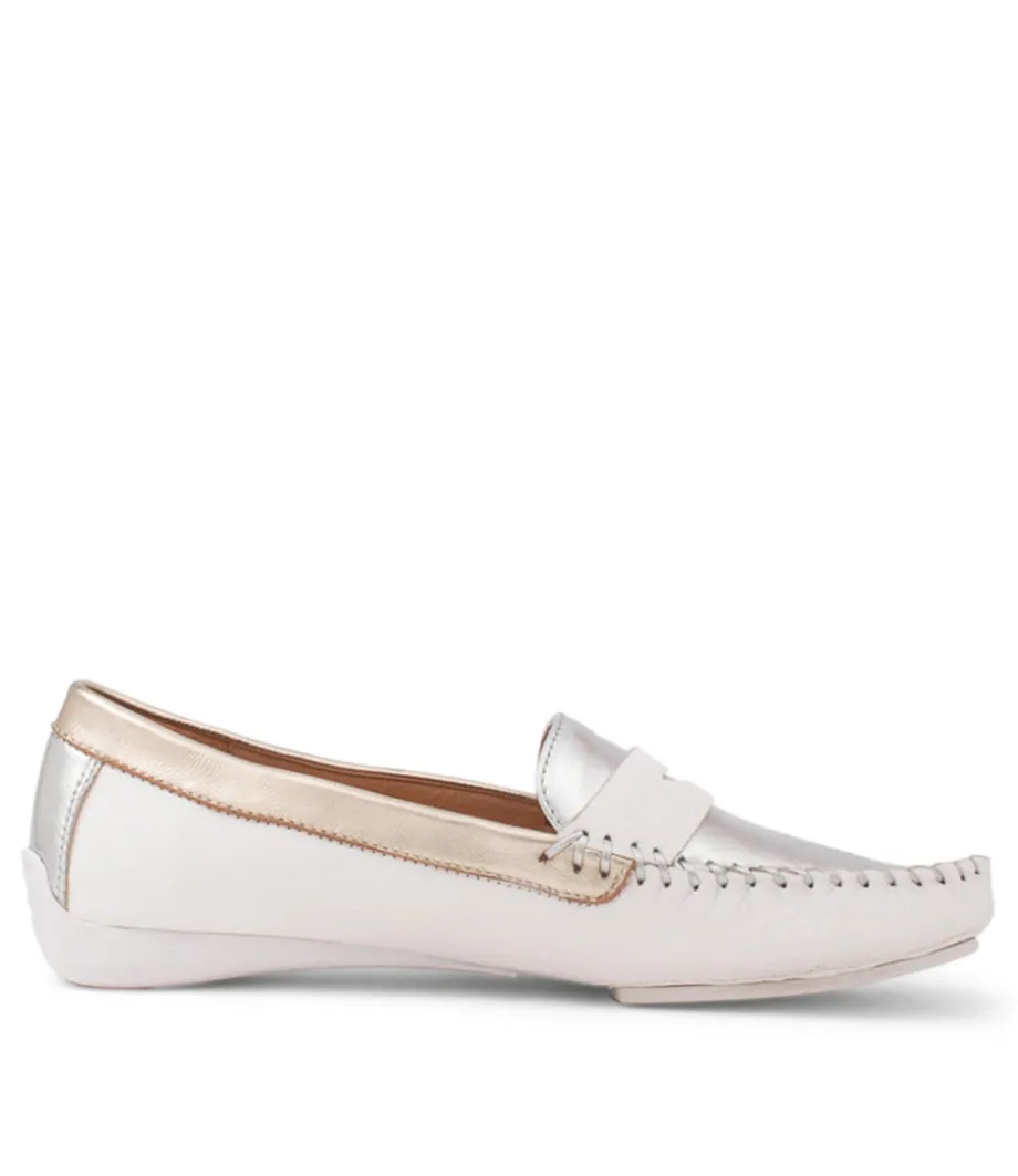 Leisa White Metallic Multi Loafers