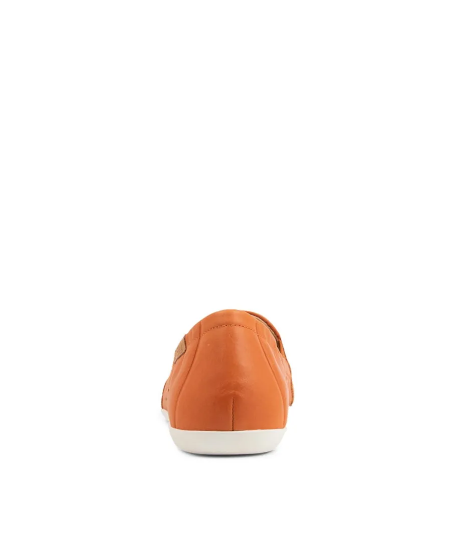 Liana W New Orange Leather Flat Shoes
