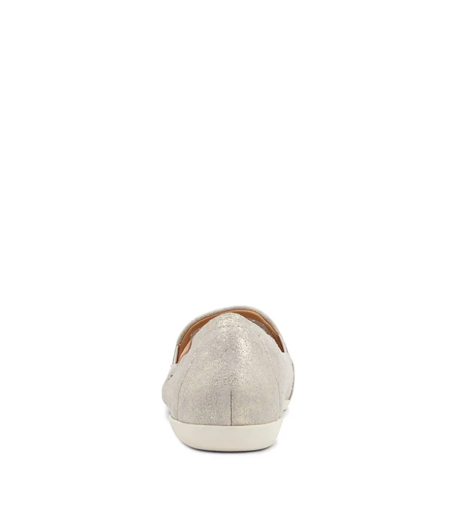 Liana W Pale Gold Sherbet Leather Loafers
