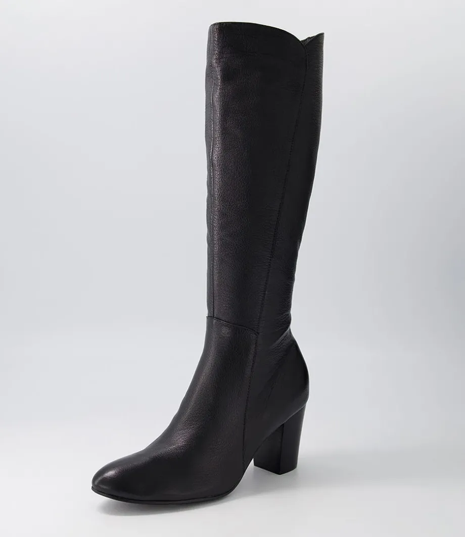 Lonson Black Leather Knee High Boots