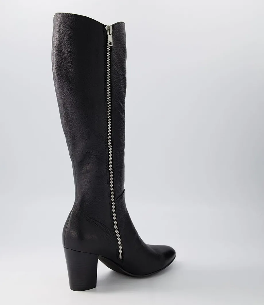 Lonson Black Leather Knee High Boots