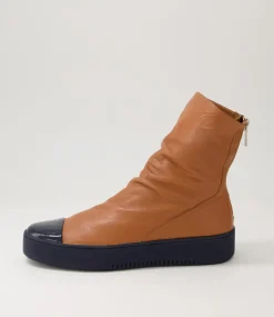 Lonzo Navy Scotch Patent Leather Ankle Boots
