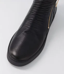Lumbo Black Leather Ankle Boots