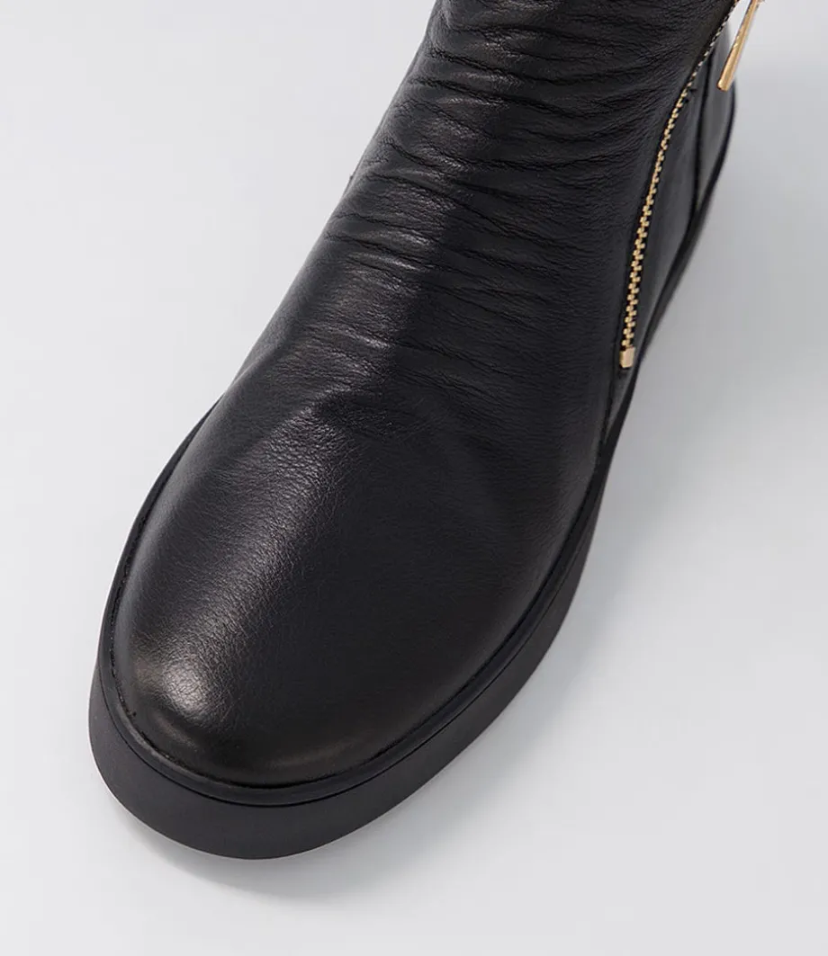 Lumbo Black Leather Ankle Boots