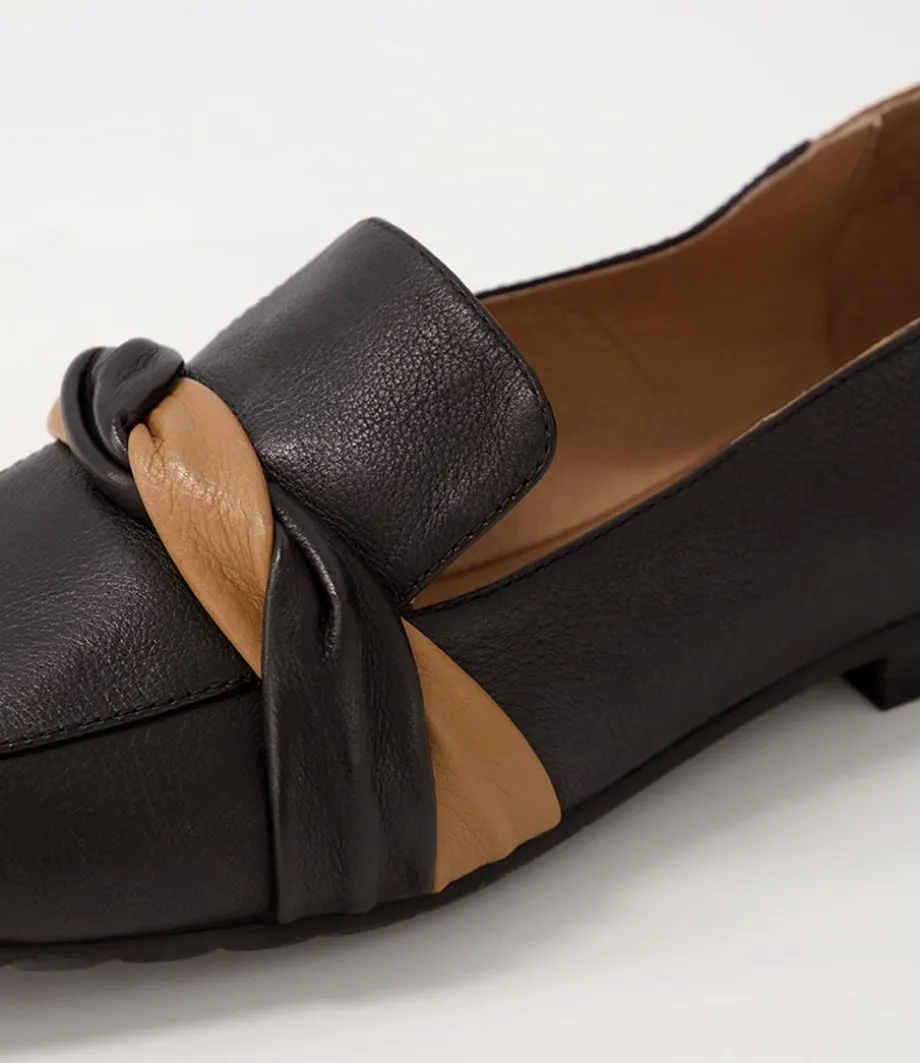 Majorca Black Dark Tan Leather Loafers
