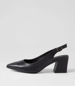 Malia Black Leather Heels