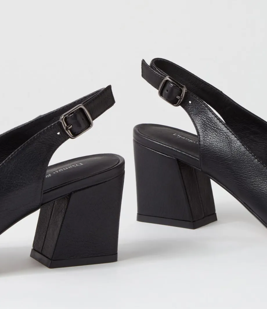 Malia Black Leather Heels