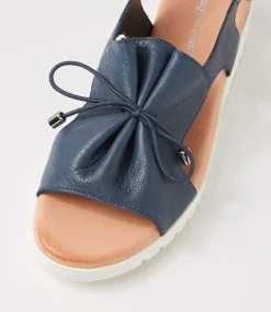 Malika Navy White Leather Sandals