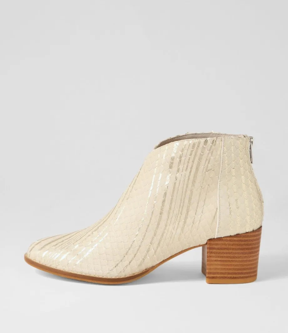 Mamie Almond Metallic Cut Leather Ankle Boots