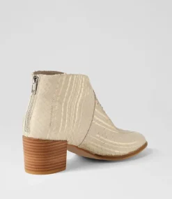 Mamie Almond Metallic Cut Leather Ankle Boots
