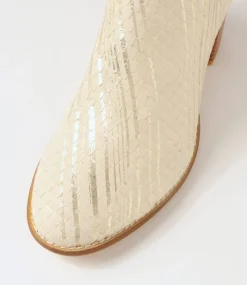 Mamie Almond Metallic Cut Leather Ankle Boots