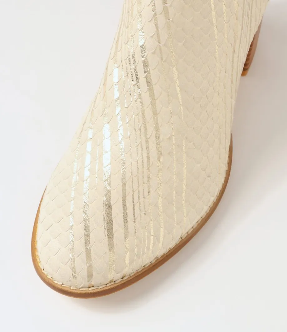 Mamie Almond Metallic Cut Leather Ankle Boots