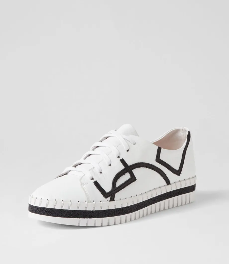 Mando White Black Leather Sneakers