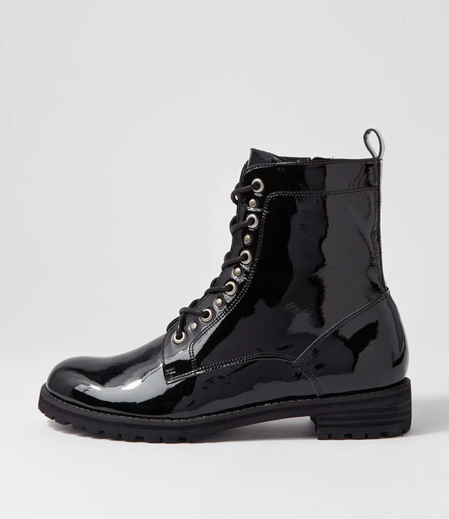 Mangoes W Black Patent Leather Ankle Boots