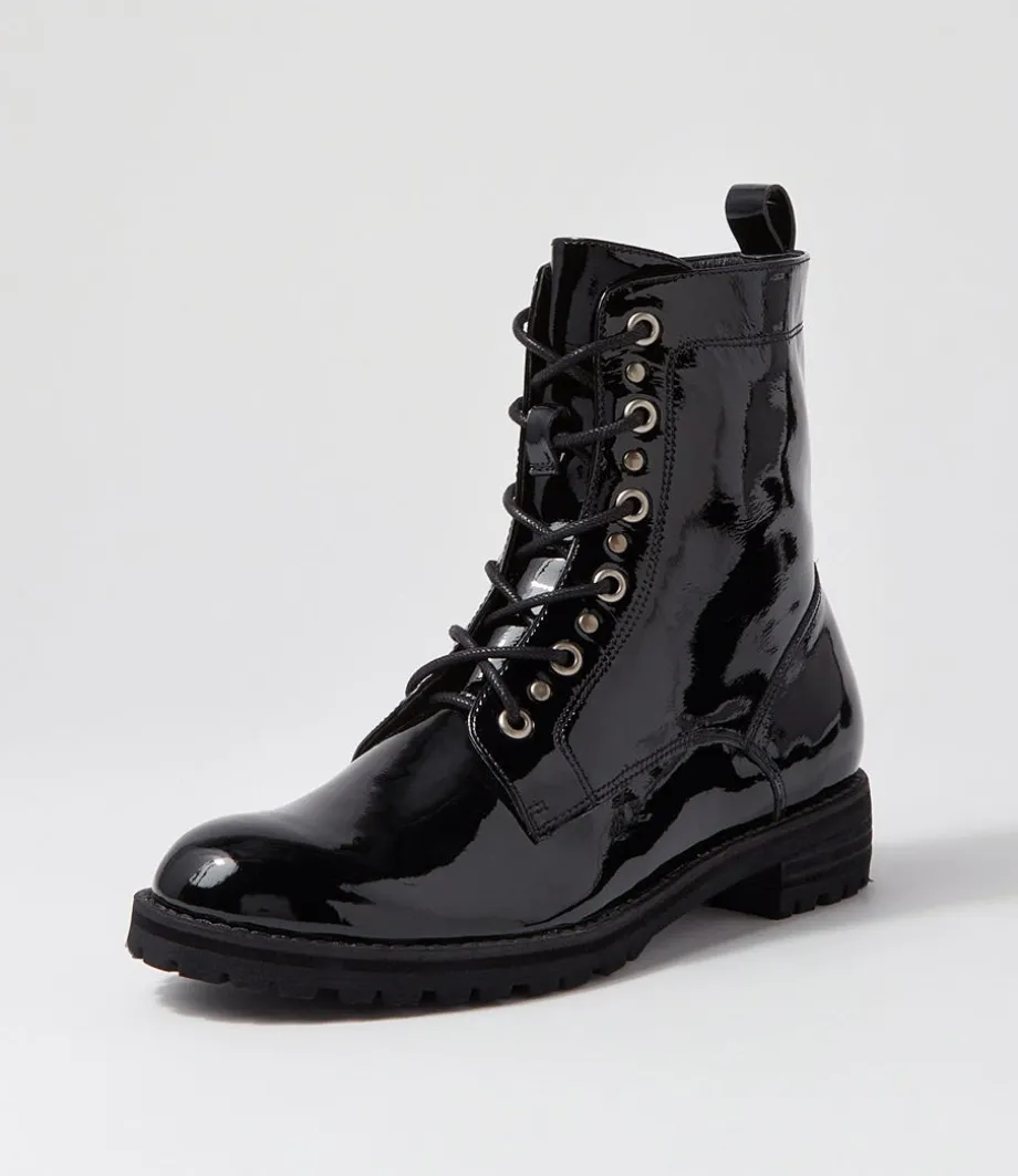 Mangoes W Black Patent Leather Ankle Boots