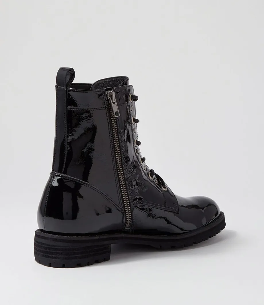 Mangoes W Black Patent Leather Ankle Boots