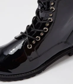 Mangoes W Black Patent Leather Ankle Boots