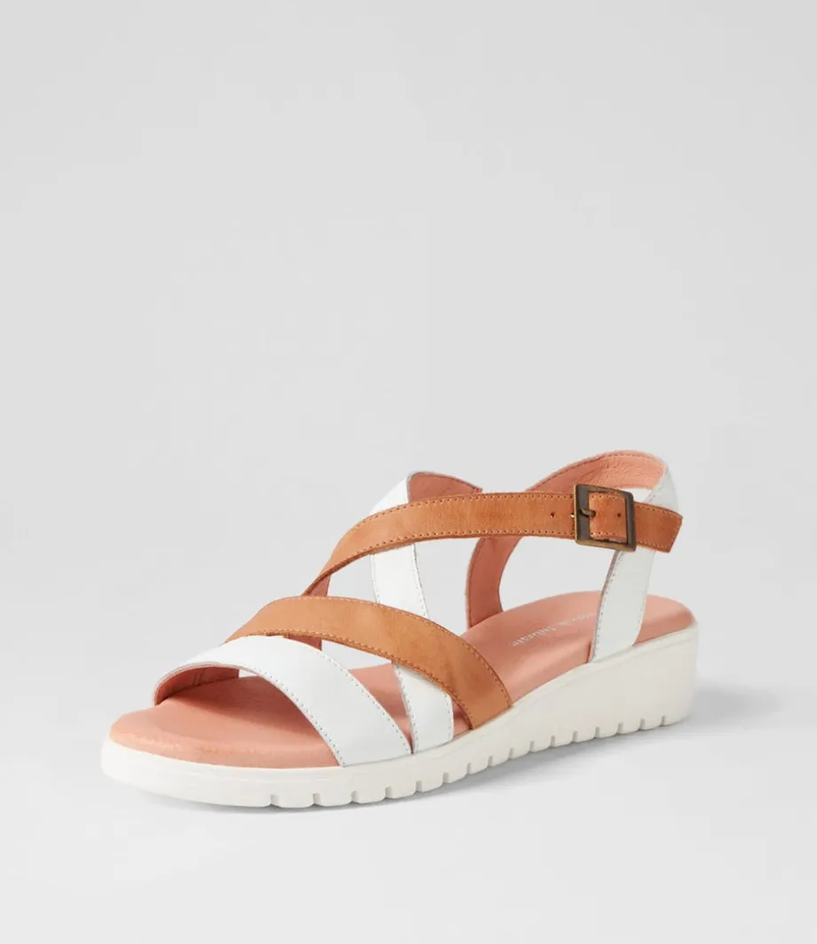 Matedy White Dark Tan Multi Sandals