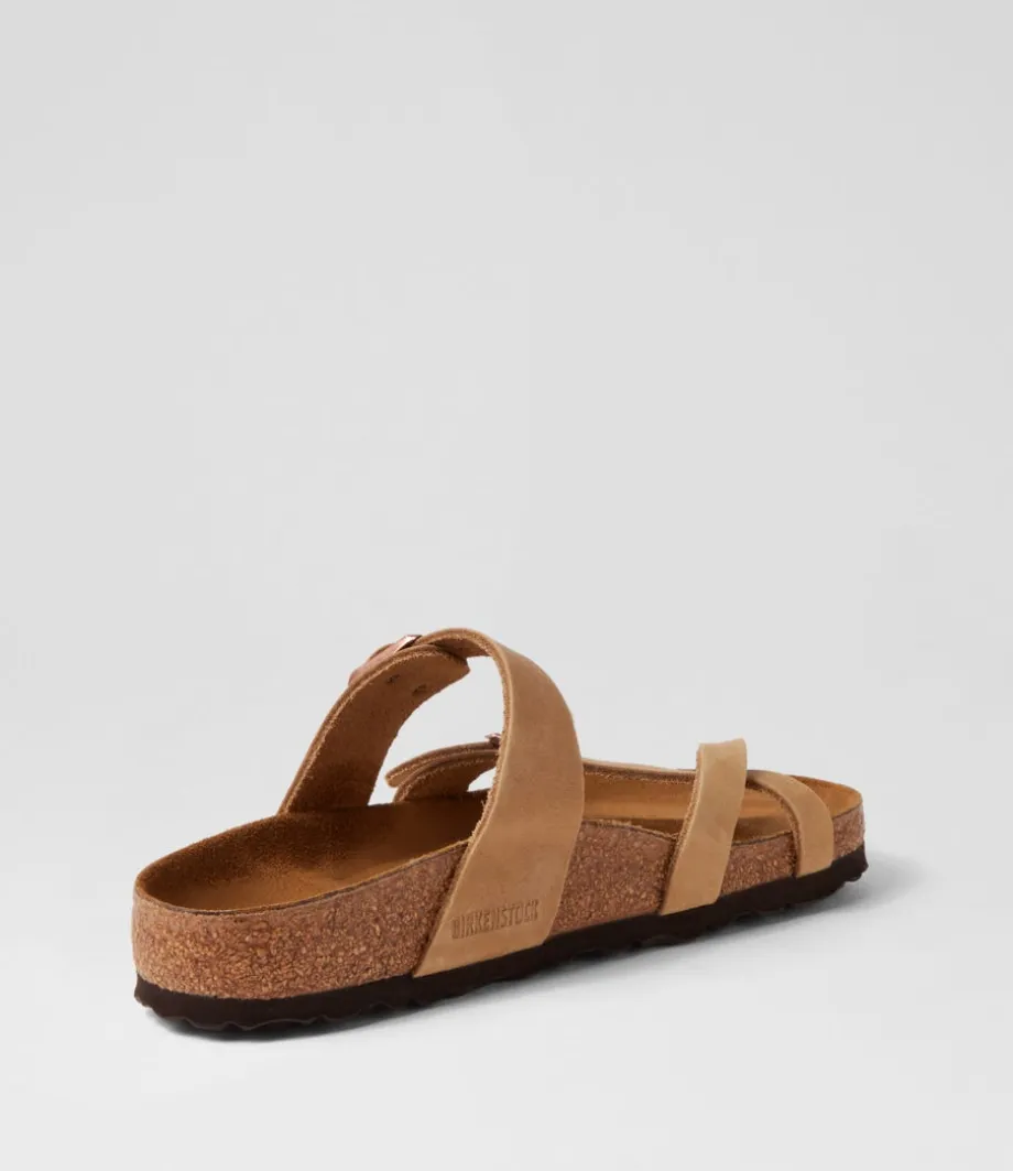 Mayari Tobacco Brown Oiled Leather Slides