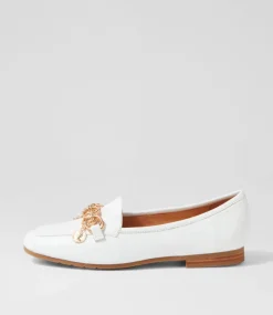 Mennat White Leather Loafers