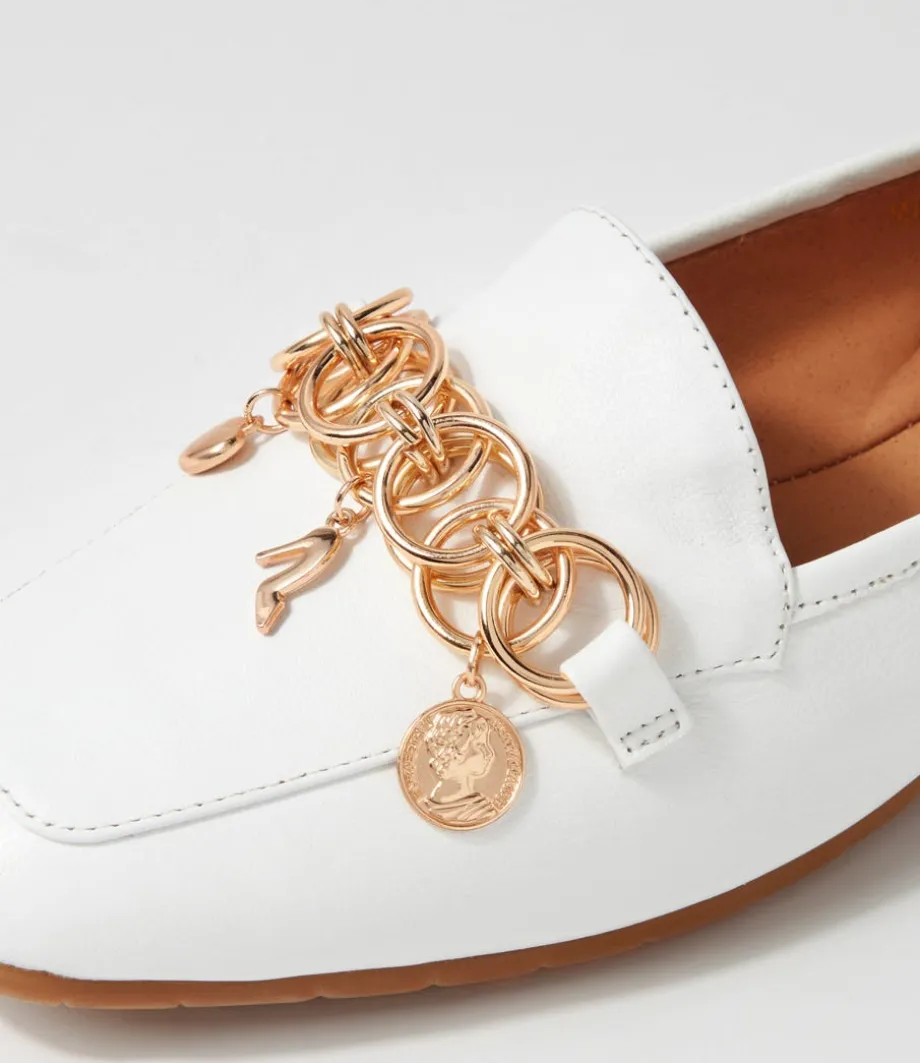 Mennat White Leather Loafers