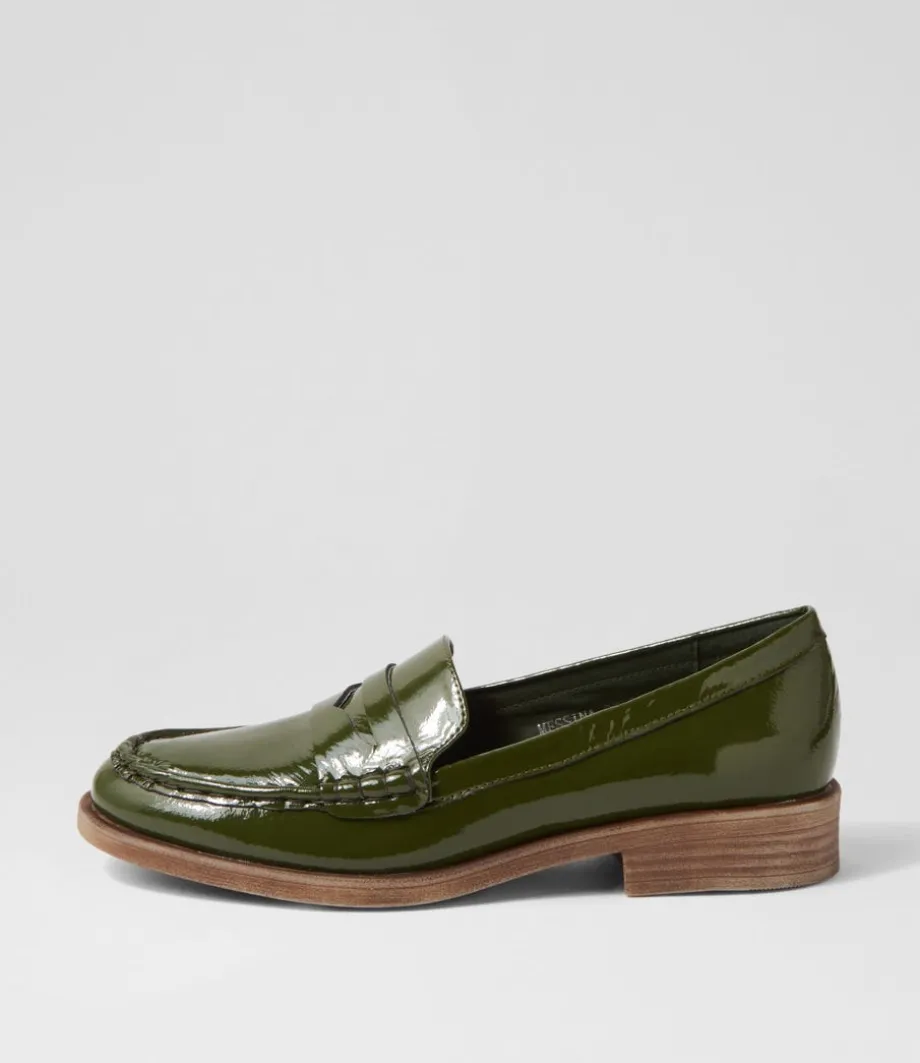 Messina Khaki Patent Leather Loafers