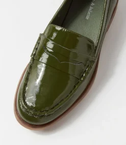 Messina Khaki Patent Leather Loafers