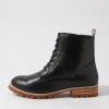 Minoru W Black Leather Lace Up Boots
