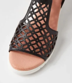Minos Black White Leather Sandals
