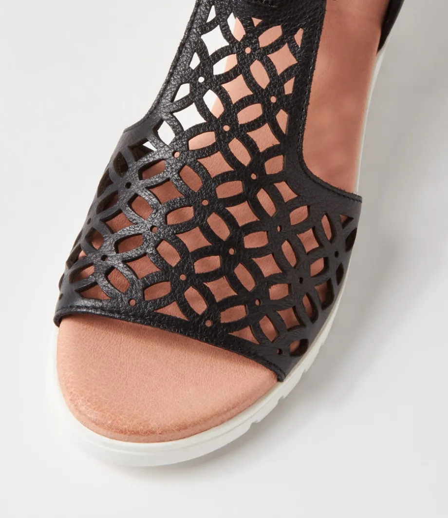 Minos Black White Leather Sandals