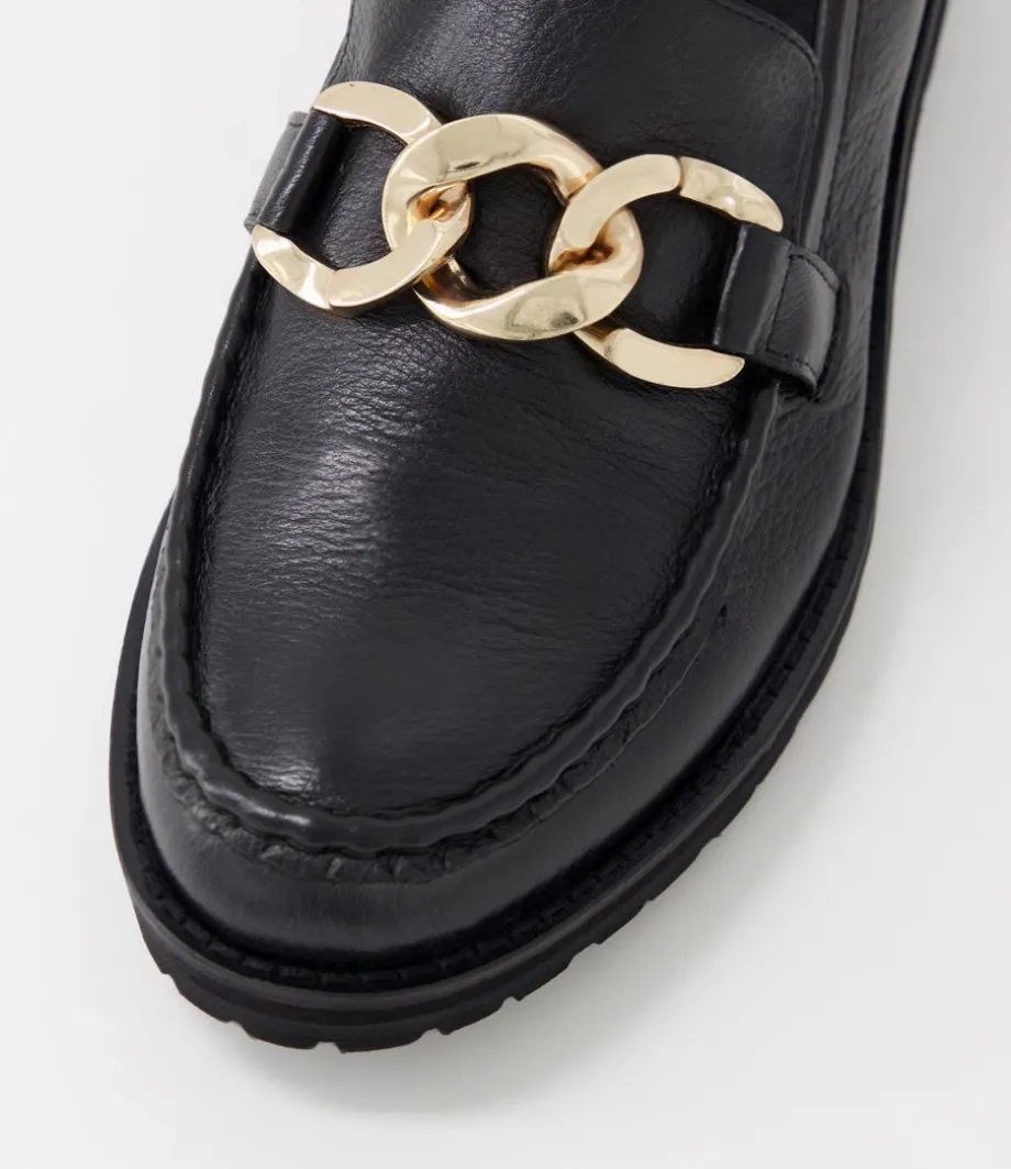 Misima W Black Leather Loafers
