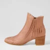 Mockas Blush Metallic Cut Leather Ankle Boots