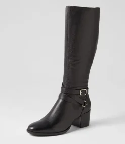 Morry Black Leather Knee High Boots
