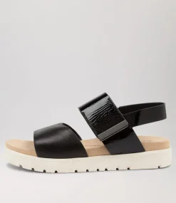 Nakta Xw Black Leather Patent Sandals Ws
